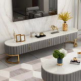 71"L x 16"W x 18"H Grey Glam Grey Marble Drawers Storage TV Stand with Legs Image - 8
