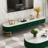 71"L x 16"W x 18"H Green Glam Grey Marble Drawers Storage TV Stand with Legs Image - 9