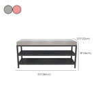 Glam Grey Upholstered Metal Shoe Storage Entryway Bench Image - 18