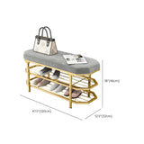 Glam Grey Upholstered Metal Shoe Storage Entryway Bench Image - 26