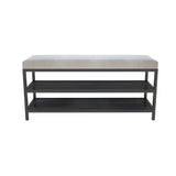 Glam Grey Upholstered Metal Shoe Storage Entryway Bench Image - 9