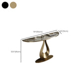 Glam Half Moon Marble Gold Abstract Base Console Table Image - 12
