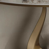 Glam Half Moon Marble Gold Abstract Base Console Table Image - 7