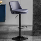 Glam Leather Adjustable Height Swivel Bar Stool with Footrest Image - 14