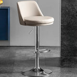 Glam Leather Adjustable Height Swivel Bar Stool with Footrest Image - 17