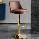 Glam Leather Adjustable Height Swivel Bar Stool with Footrest Image - 28