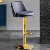 Glam Leather Adjustable Height Swivel Bar Stool with Footrest Image - 29