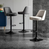 Glam Leather Adjustable Height Swivel Bar Stool with Footrest Image - 8