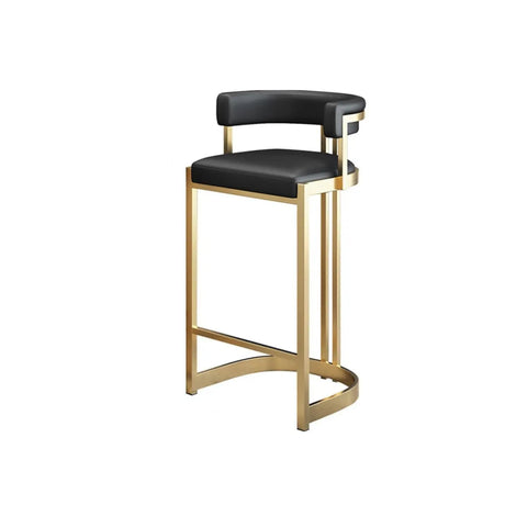 Lavish Midnight Black/White Tanned Hide Barrel Bar Stools with Backrest and Foot Pedestal Image - 2