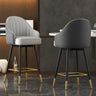 Glam Blue Leather Bucket Low Back Arm Counter Height Bar Stool Image - 2