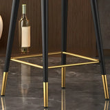 Glam Blue Leather Bucket Low Back Arm Counter Height Bar Stool Image - 5