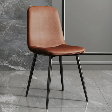 Glam Leather Upholstered Back Dining Chair with Metal Legs Image - 2