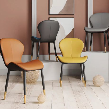 Glam Leather Upholstered Ergonomic Wingback Dining Chairs Image - 1