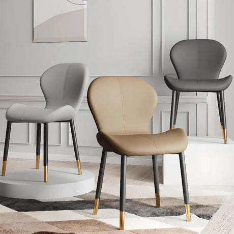 Glam Leather Upholstered Ergonomic Wingback Dining Chairs Image - 2