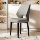 Glam Leather Upholstered Open Back Ergonomic Dining Chairs Image - 10