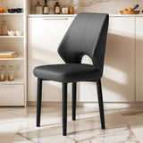 Glam Leather Upholstered Open Back Ergonomic Dining Chairs Image - 11