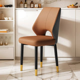 Glam Leather Upholstered Open Back Ergonomic Dining Chairs Image - 14