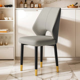 Glam Leather Upholstered Open Back Ergonomic Dining Chairs Image - 16