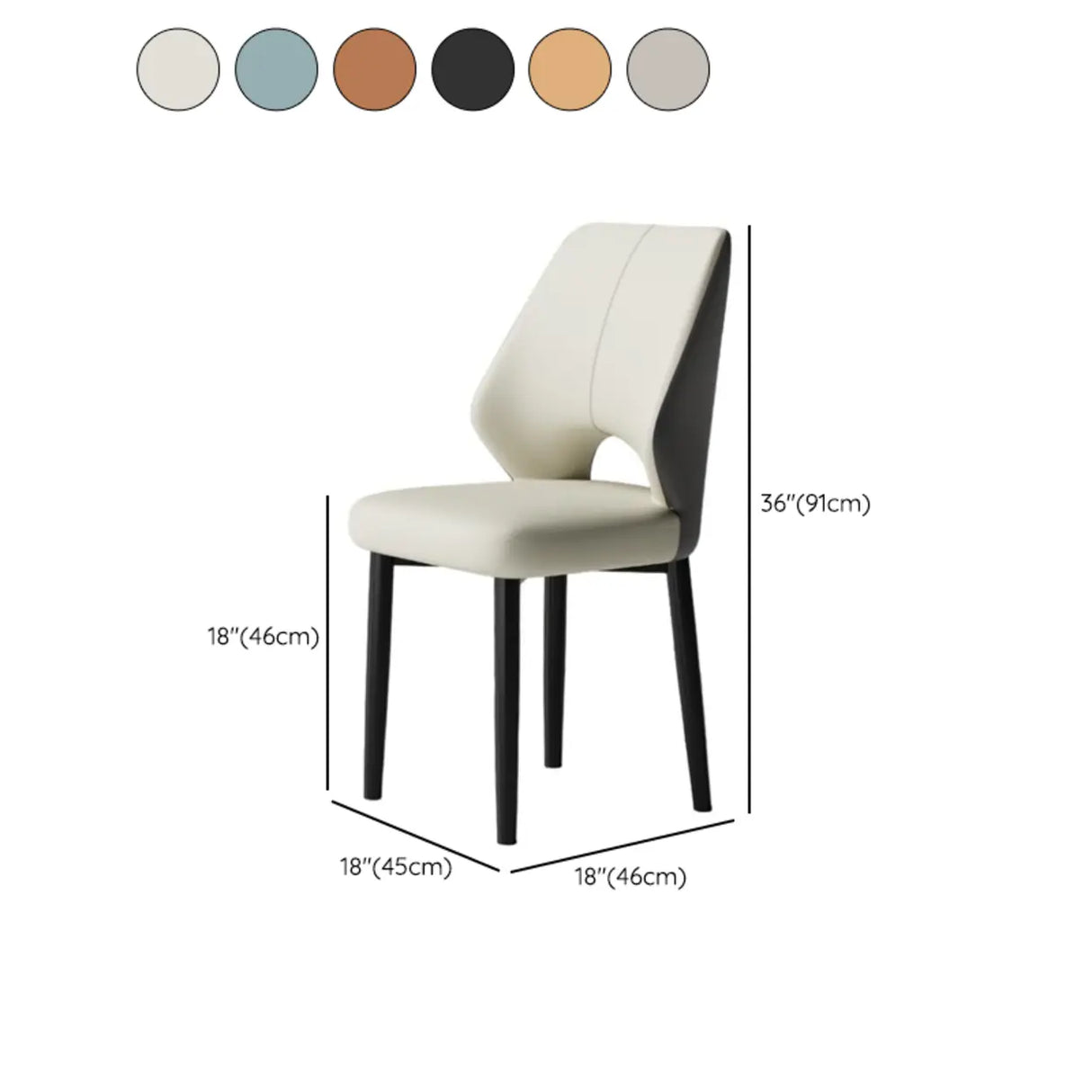 Glam Leather Upholstered Open Back Ergonomic Dining Chairs 