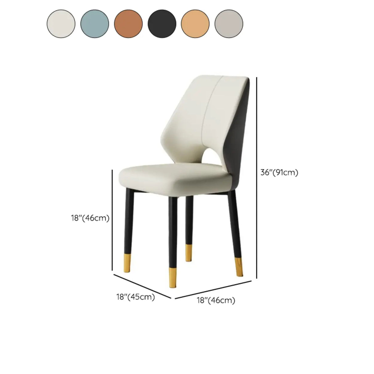 Glam Leather Upholstered Open Back Ergonomic Dining Chairs Image - 19