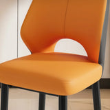 Glam Leather Upholstered Open Back Ergonomic Dining Chairs Image - 6