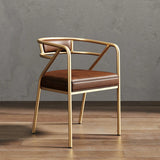 Glam Metal Armchair Cotton Cushion Dining Chair Gray Image - 10