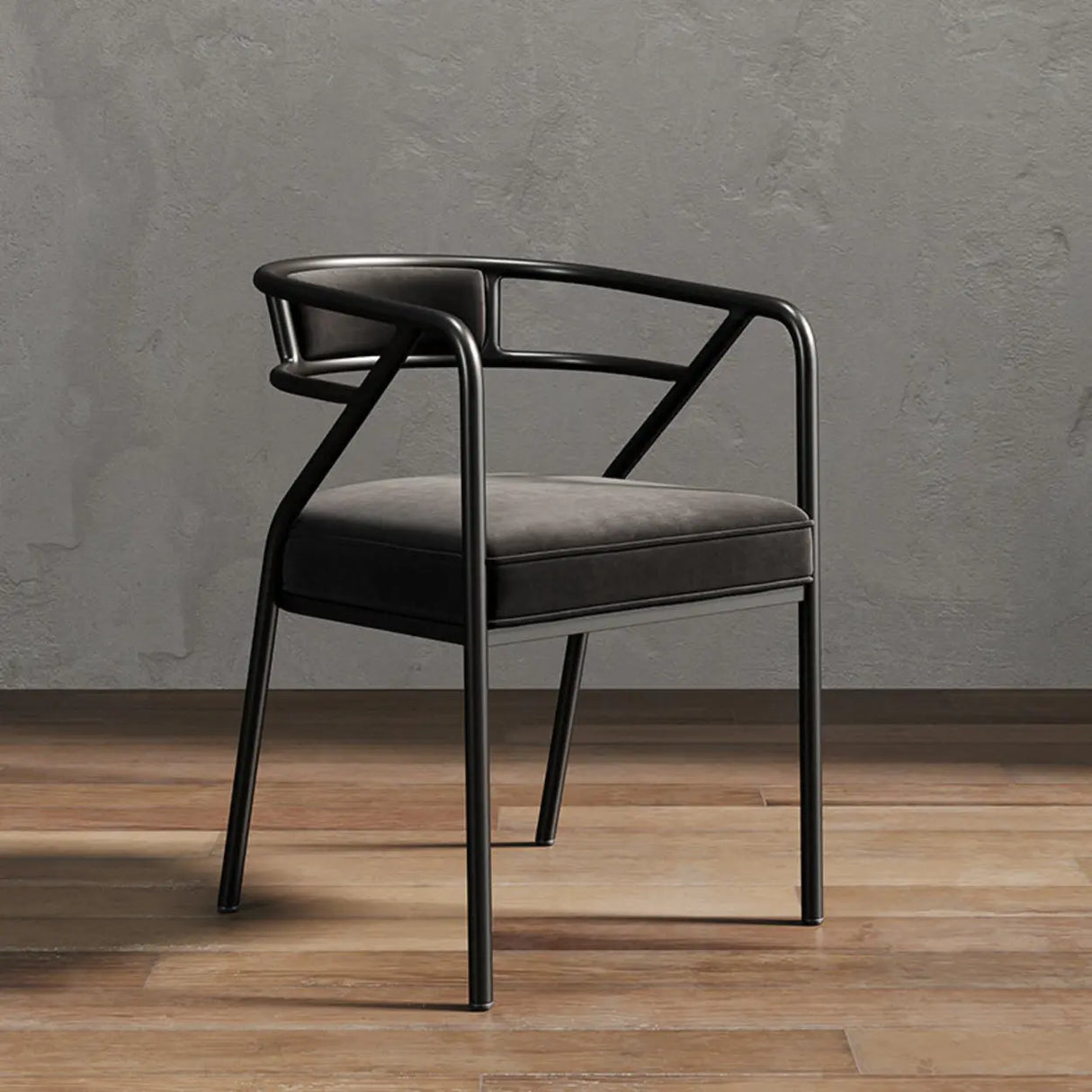 Glam Metal Armchair Cotton Cushion Dining Chair Gray Image - 12