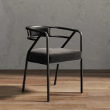 Glam Metal Armchair Cotton Cushion Dining Chair Gray Image - 12