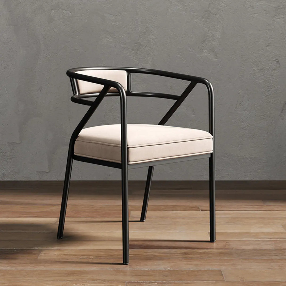 Glam Metal Armchair Cotton Cushion Dining Chair Gray Image - 13