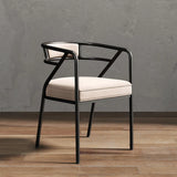 Glam Metal Armchair Cotton Cushion Dining Chair Gray Image - 13