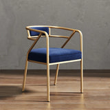 Glam Metal Armchair Cotton Cushion Dining Chair Gray Image - 14