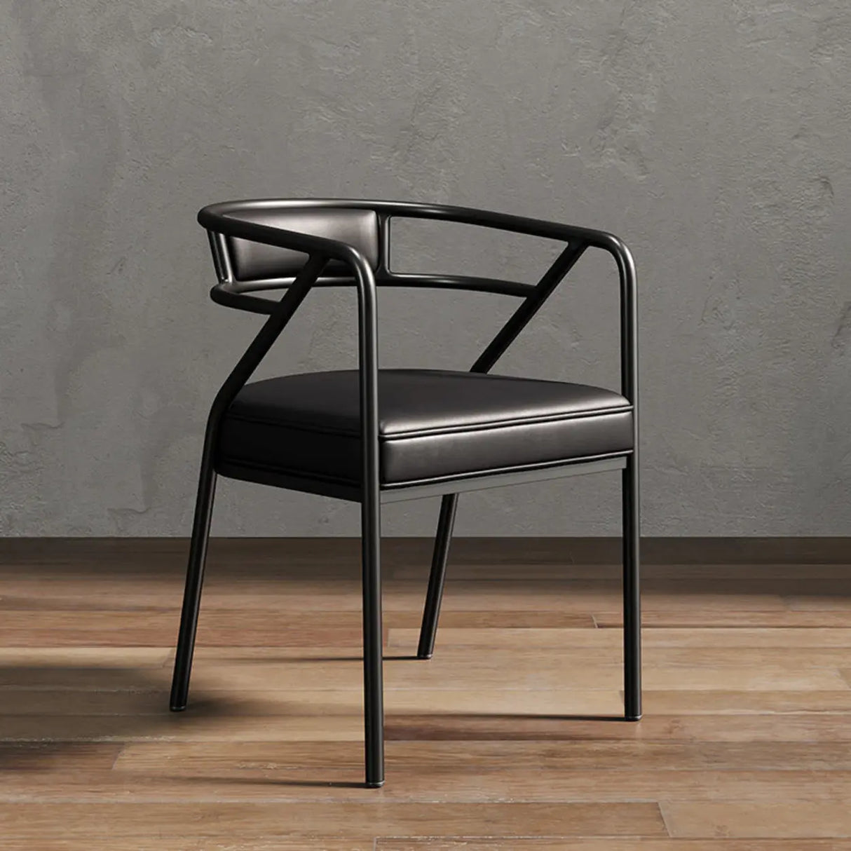 Glam Metal Armchair Cotton Cushion Dining Chair Gray Image - 15