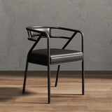 Glam Metal Armchair Cotton Cushion Dining Chair Gray Image - 15