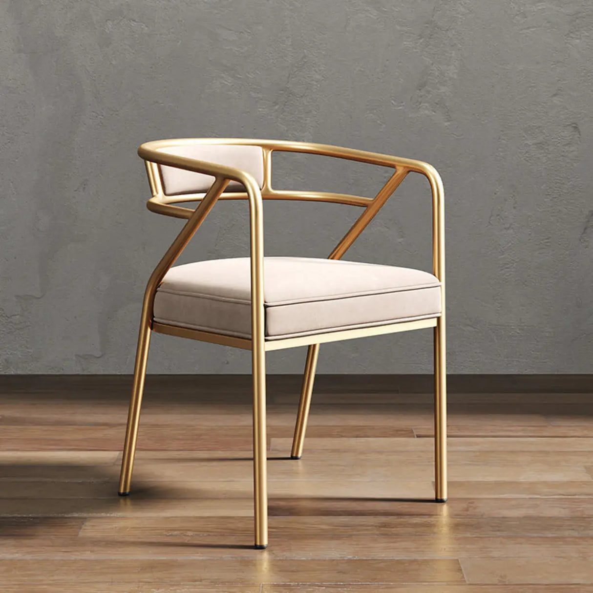 Glam Metal Armchair Cotton Cushion Dining Chair Gray Image - 17