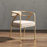 Glam Metal Armchair Cotton Cushion Dining Chair Gray Image - 17