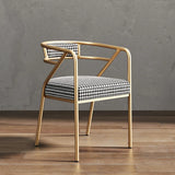Glam Metal Armchair Cotton Cushion Dining Chair Gray Image - 18