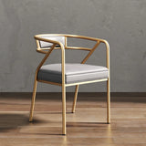 Glam Metal Armchair Cotton Cushion Dining Chair Gray Image - 19