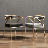 Glam Metal Armchair Cotton Cushion Dining Chair Gray Image - 1
