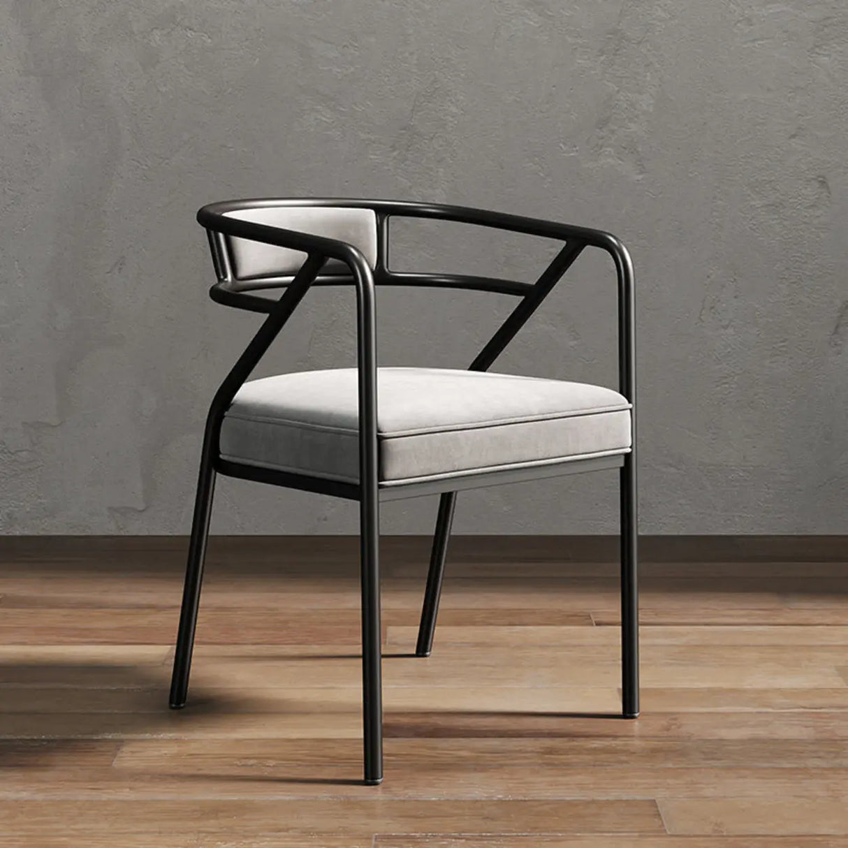 Glam Metal Armchair Cotton Cushion Dining Chair Gray Image - 20