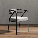 Glam Metal Armchair Cotton Cushion Dining Chair Gray Image - 20