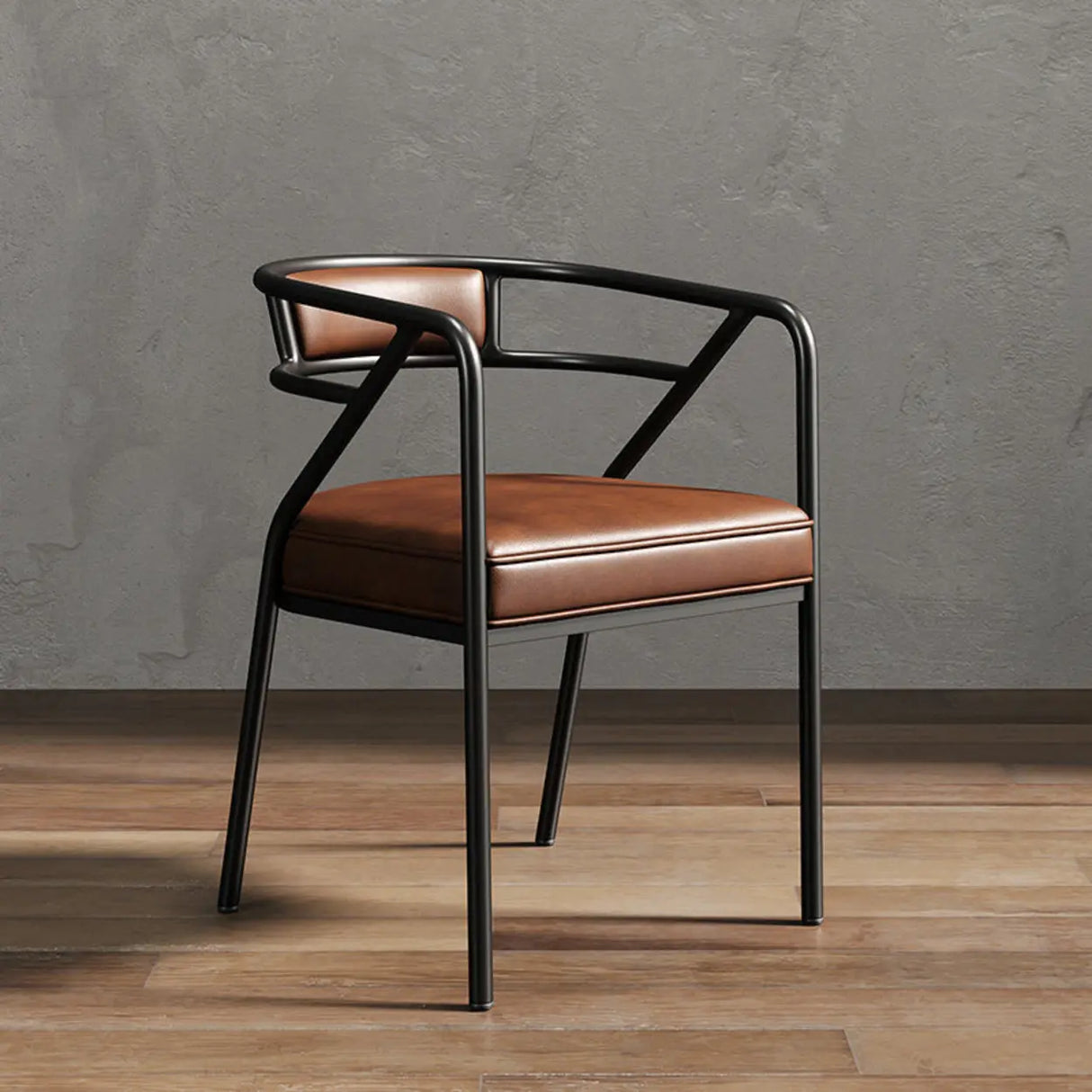 Glam Metal Armchair Cotton Cushion Dining Chair Gray Image - 21