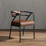 Glam Metal Armchair Cotton Cushion Dining Chair Gray Image - 21