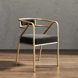 Glam Metal Armchair Cotton Cushion Dining Chair Gray Image - 22