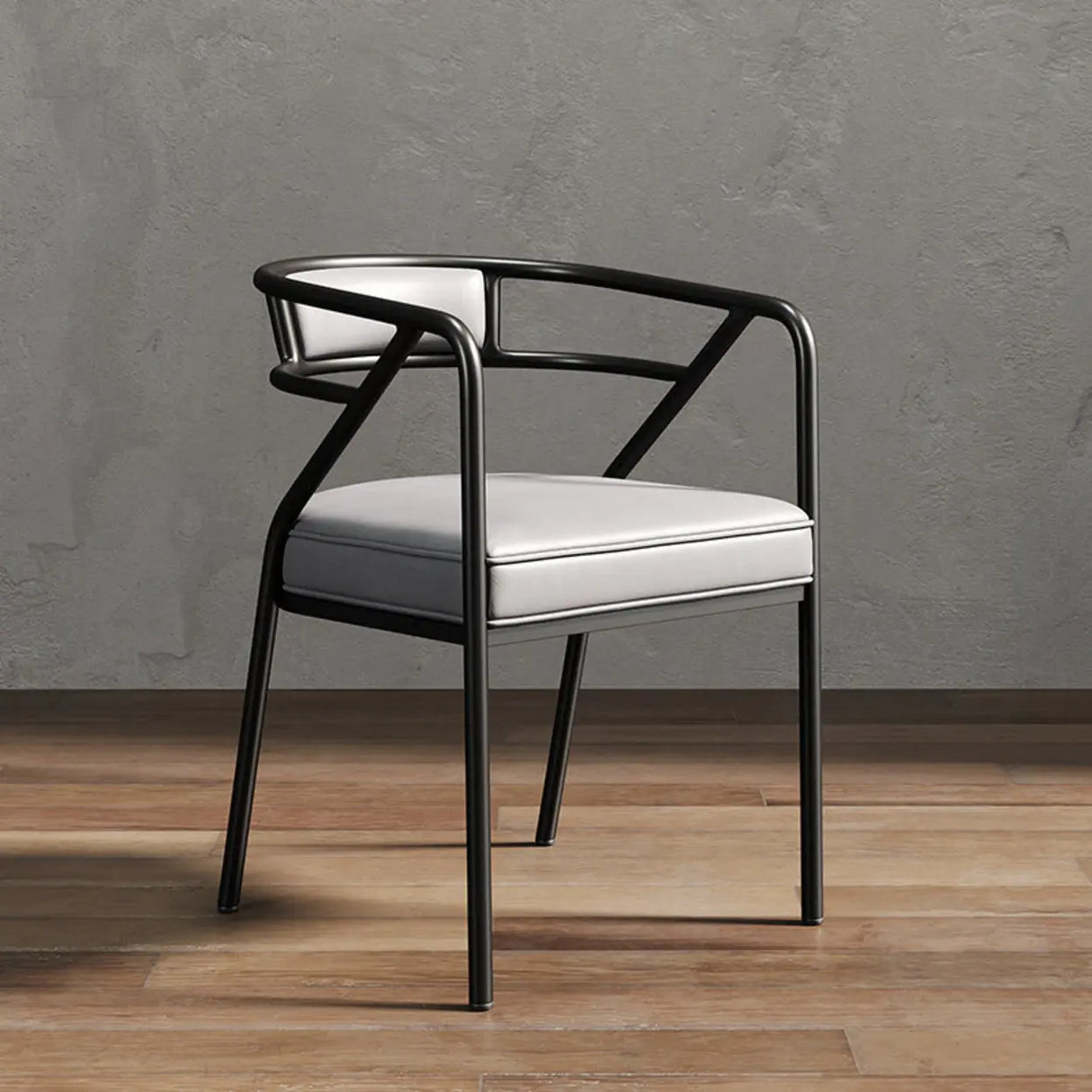 Glam Metal Armchair Cotton Cushion Dining Chair Gray Image - 23