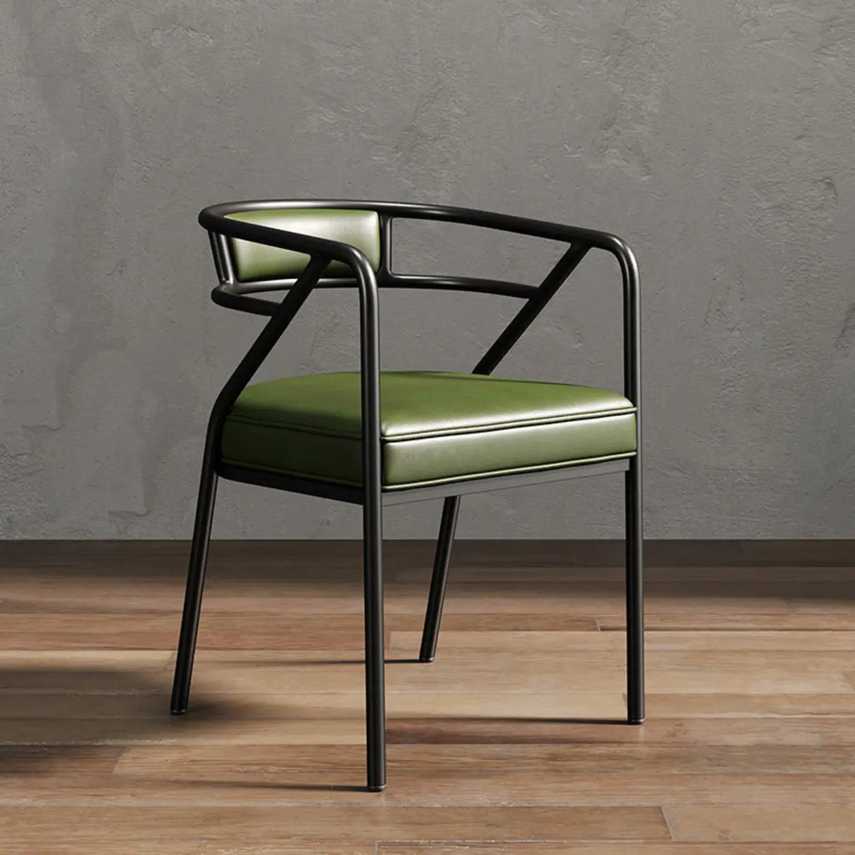 Glam Metal Armchair Cotton Cushion Dining Chair Gray Image - 25