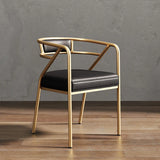 Glam Metal Armchair Cotton Cushion Dining Chair Gray Image - 26