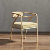 Glam Metal Armchair Cotton Cushion Dining Chair Gray Image - 27