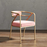 Glam Metal Armchair Cotton Cushion Dining Chair Gray Image - 28