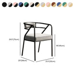 Glam Metal Armchair Cotton Cushion Dining Chair Gray #size