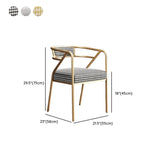 Glam Metal Armchair Cotton Cushion Dining Chair Gray Image - 36